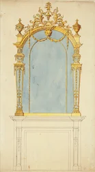 Diseño para un espejo de madera dorada, c.1765-70